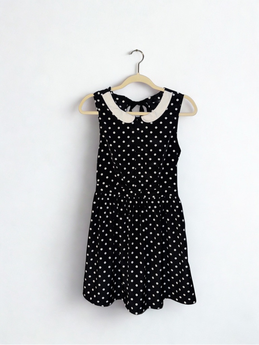 Forever 21 Black Polka Dot Dress with White Peter Pan Collar